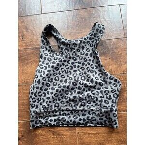 Allfenix Gray Cheetah Print Active Tank Bra Womens Size M